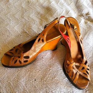 kenzie Billy Brown Leather Vintage Wedges